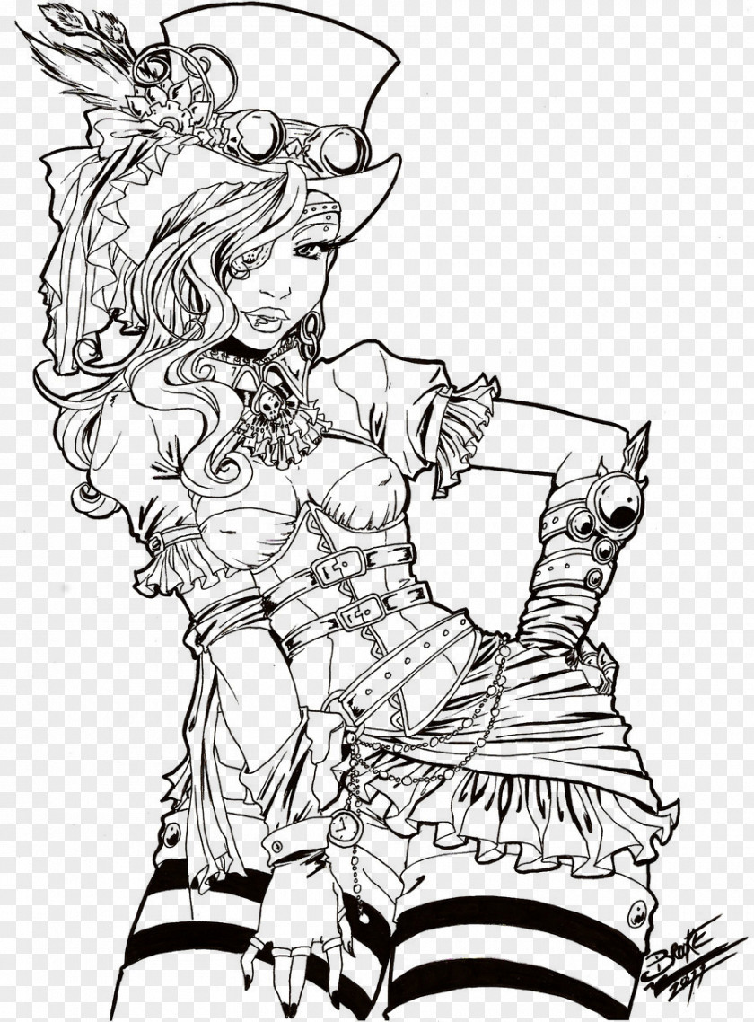 Woman Coloring Book Steampunk Drawing Adult PNG