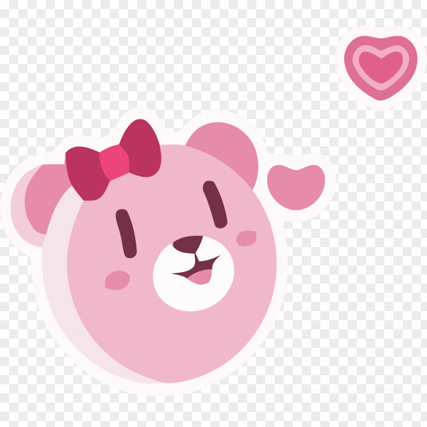 Pink Bear Vector Material Social App Sticker Android Clip Art PNG