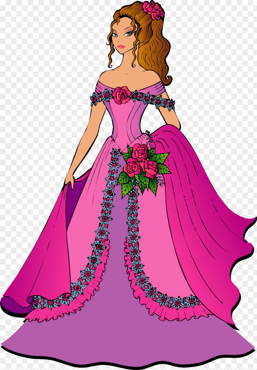 Vector Hand-painted Princess Dress Cinderella Snow White Disney Cartoon PNG