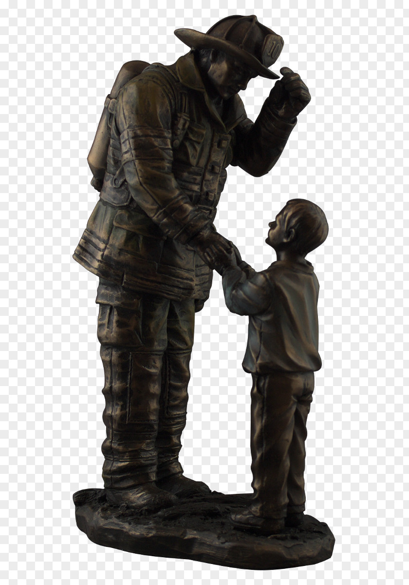 Firefighter Bronze Sculpture Statue Monument PNG