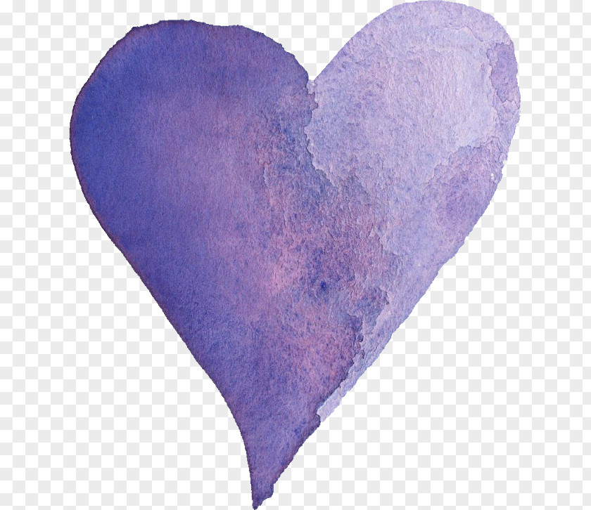 Watercolor Heart Transparent Painting Purple PNG