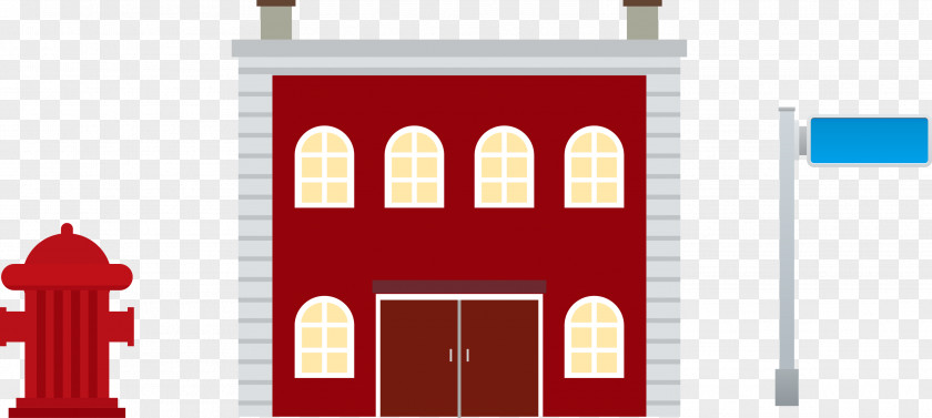 Vector Fire Station House Building Cartoon Clip Art PNG