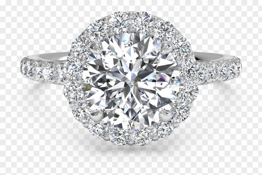 Glowing Halo Engagement Ring Diamond Wedding Jewellery PNG