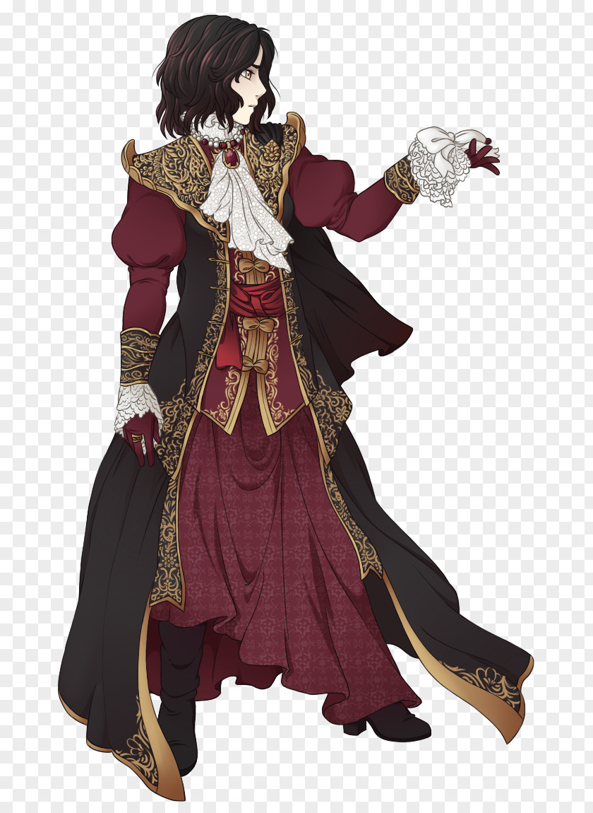 Lace Shading Costume Design Maroon Character Fiction PNG