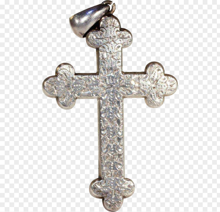 Silver Christian Cross Engraving Jewellery PNG
