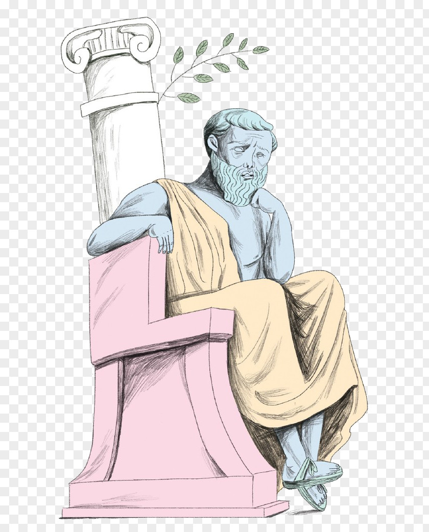 Cartoon Thinking Of God Column Illustration PNG