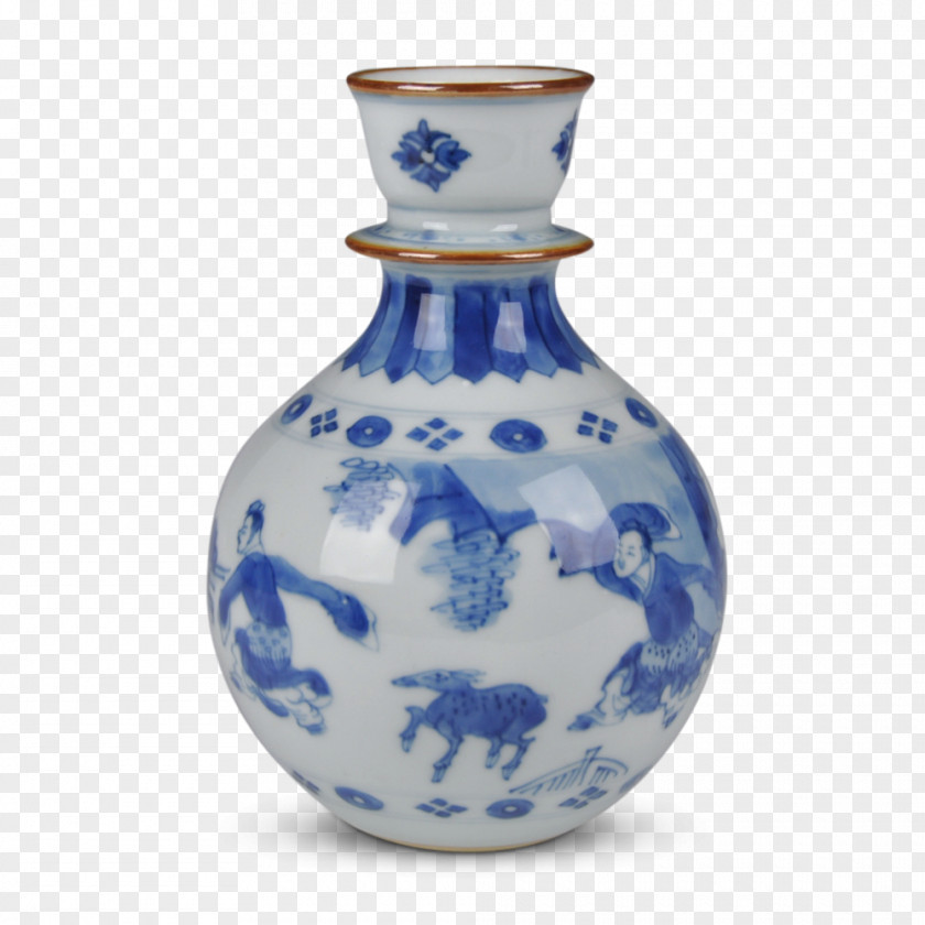 Celadon Vase Blue And White Pottery Ceramic Cobalt PNG