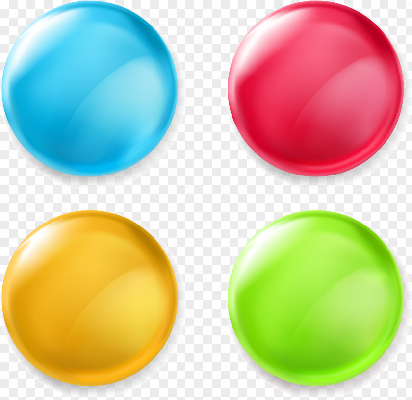 Vector Hand-painted Four Round Button Easter Egg Material Wallpaper PNG