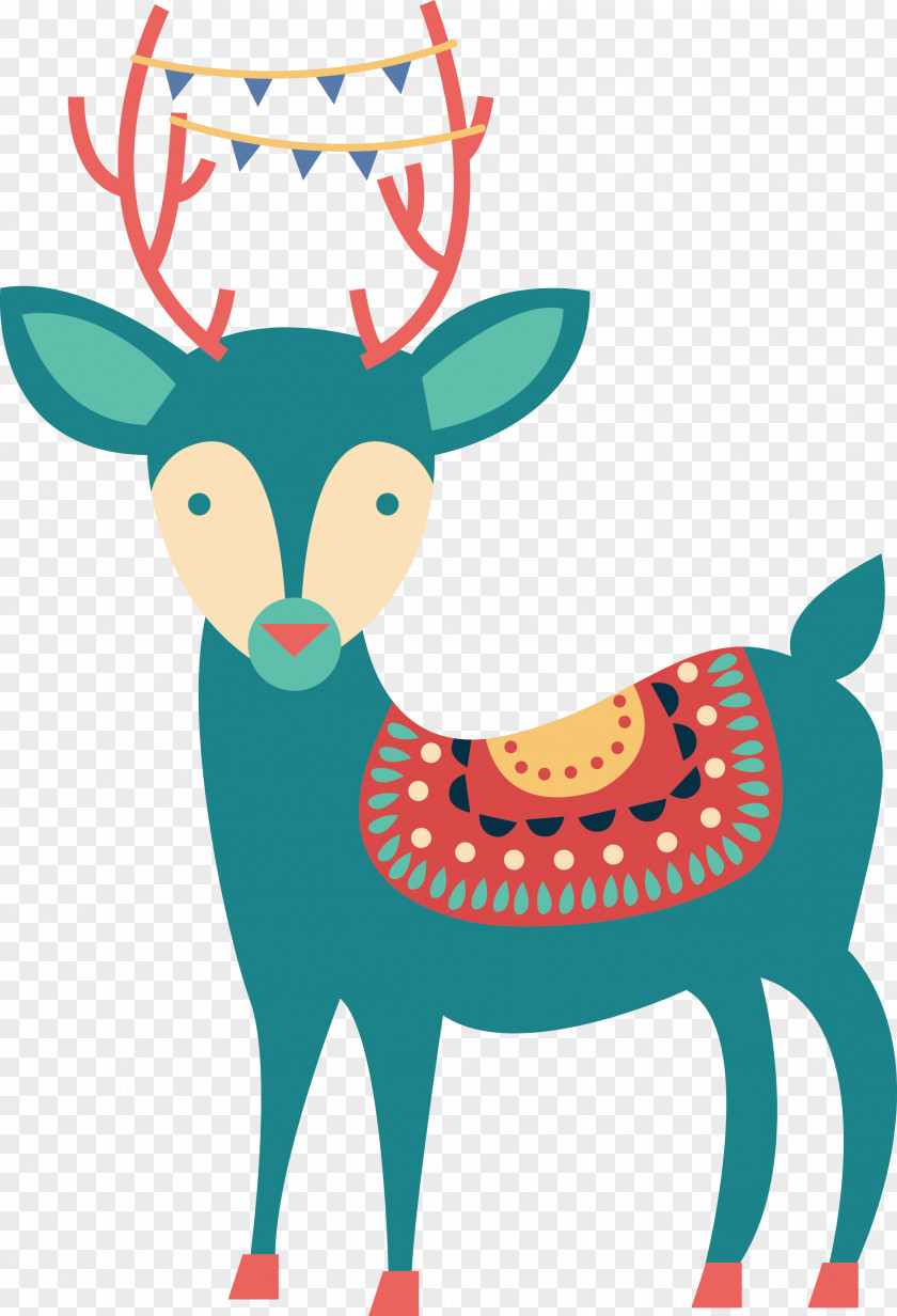 Vector Creative Hand-painted Deer Reindeer Clip Art PNG