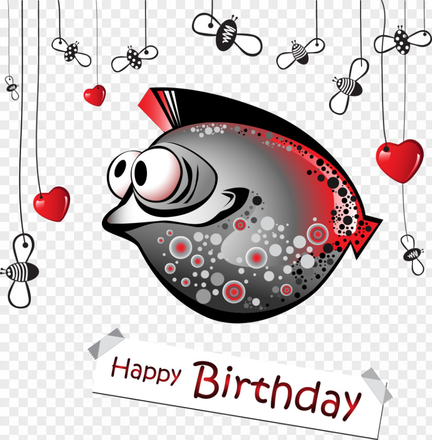 Vector Cartoon Fish Wedding Invitation Birthday Greeting Card Fishing PNG