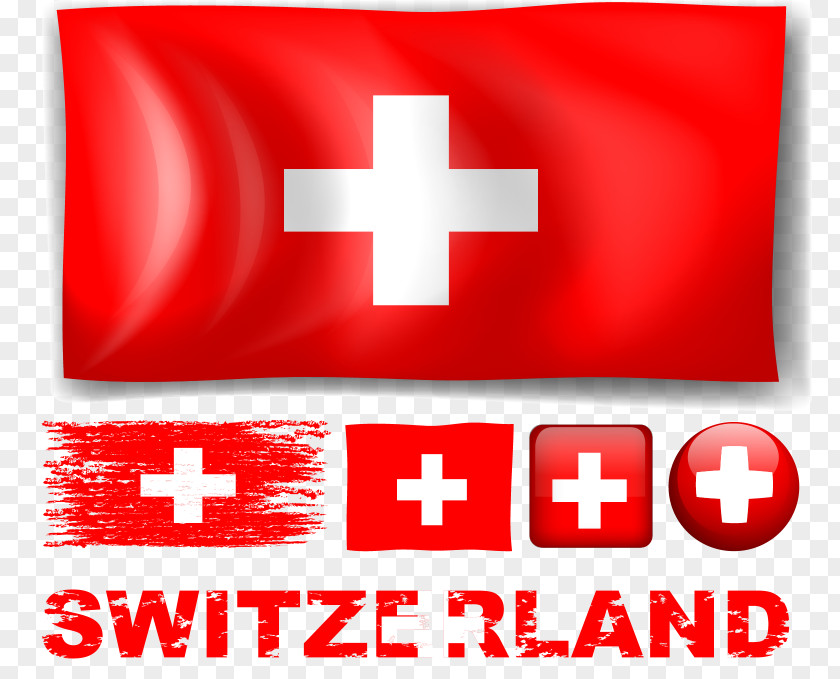 Vector Hand Painted Swiss Flag Of Switzerland PNG