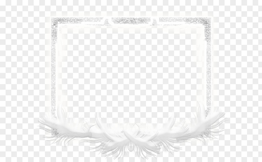 White Feather Frame Black Pattern PNG
