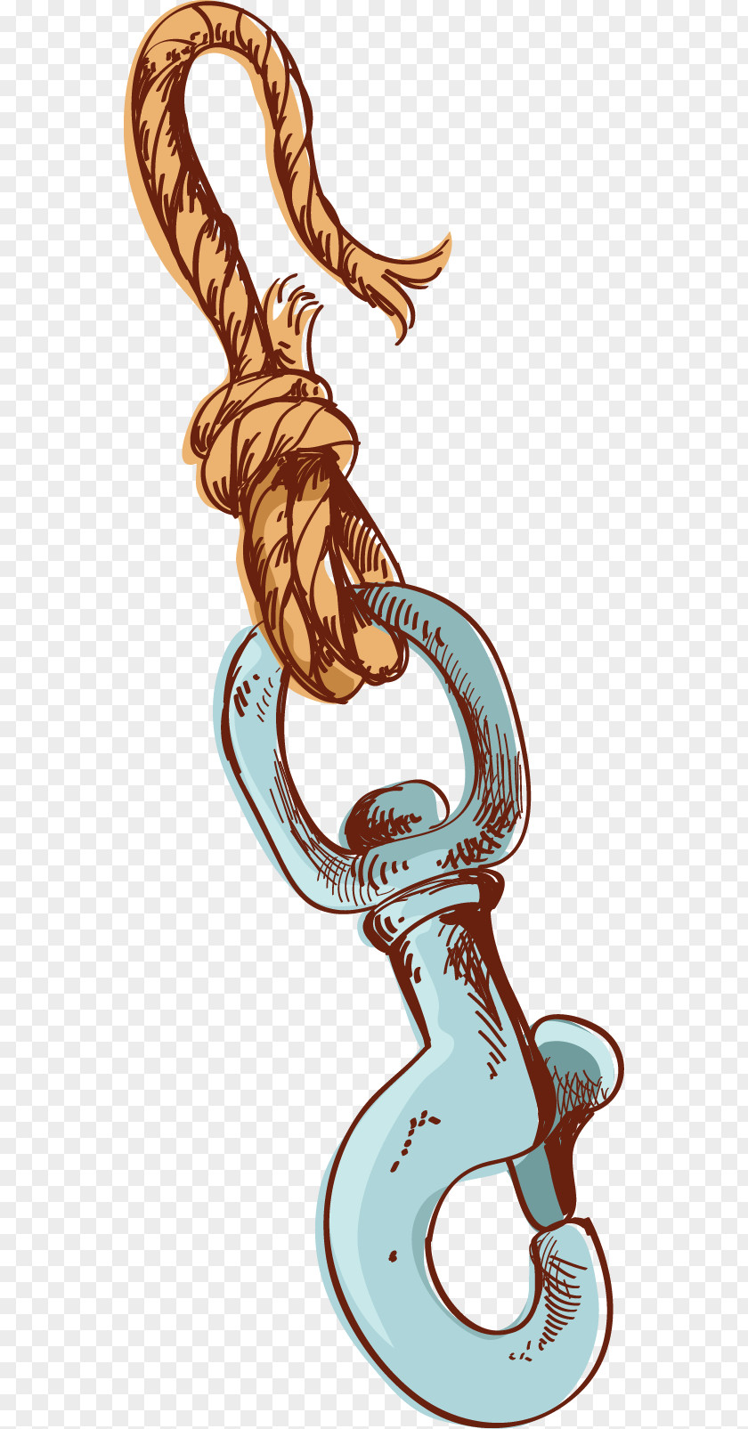 Hand-painted Rope And Hooks Fish Hook PNG