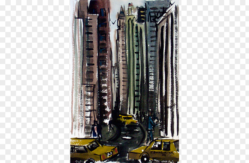 New York Watercolor Metal PNG