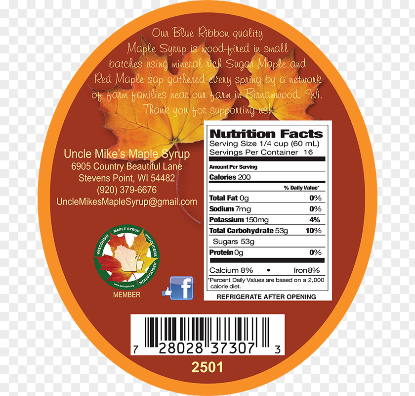 Sugar Pancake Maple Syrup Nutrition Facts Label Food PNG