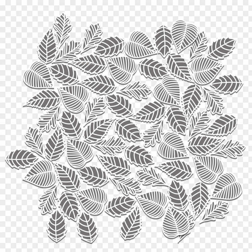 Gray Leaves Vector Material Symmetry White Black Pattern PNG