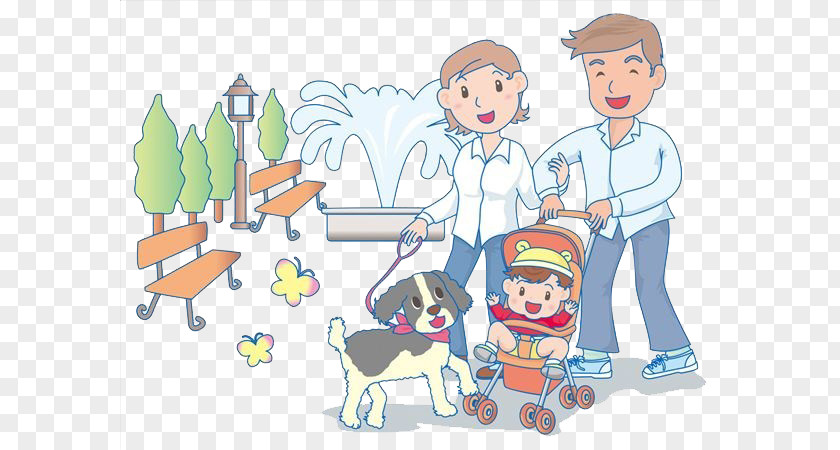 Parents With A Baby For Walk Transport Royalty-free Parent Illustration PNG