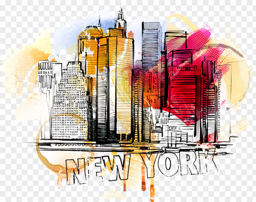 Vector Illustration Of New York City Skyline PNG