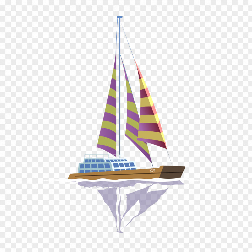 Hand-painted Boat Sail Poster PNG