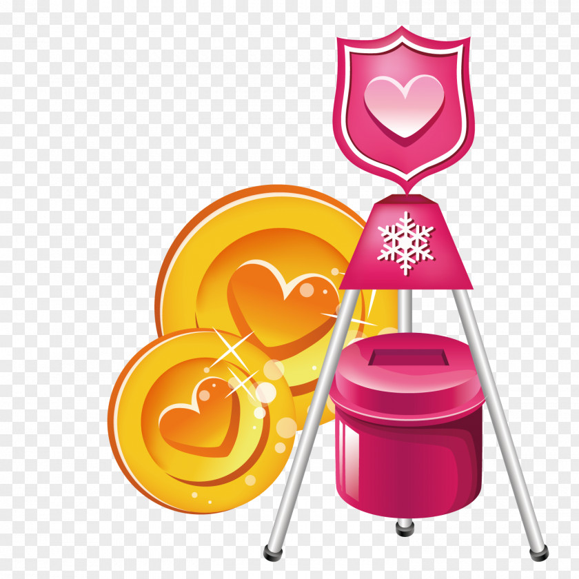 Yellow Heart-shaped Plate And Trash Can Graphic Design Illustration PNG