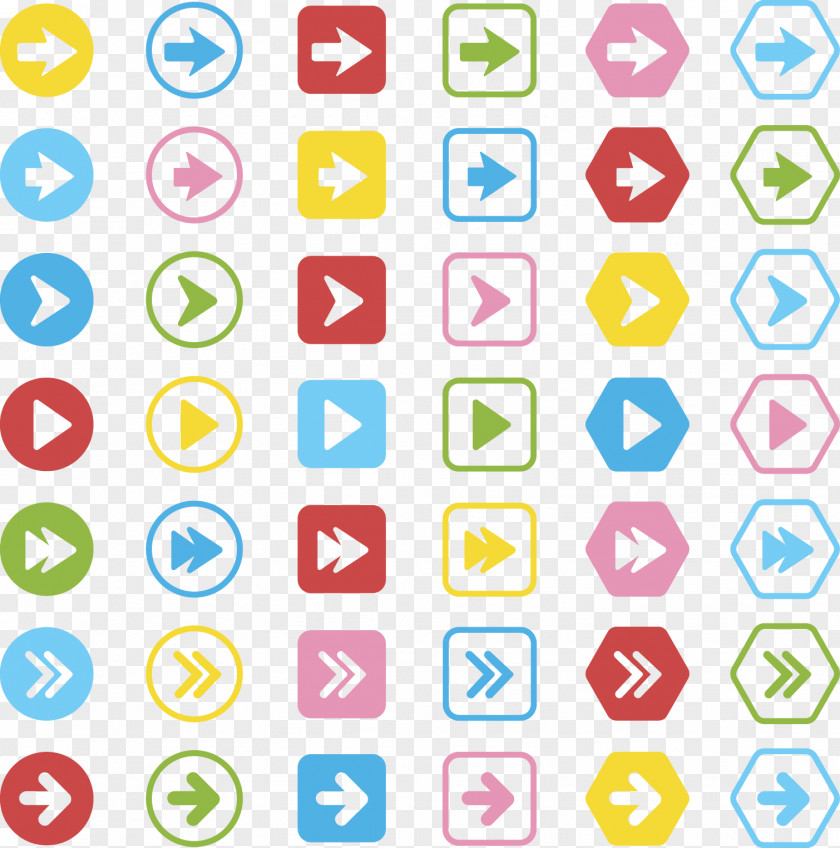 42 Of Colored Arrows Button Vector Material Euclidean Symbol Icon PNG