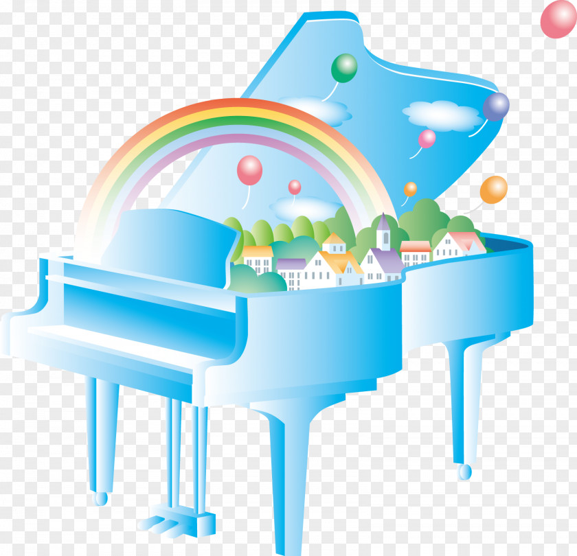 Rainbow Piano Illustration PNG