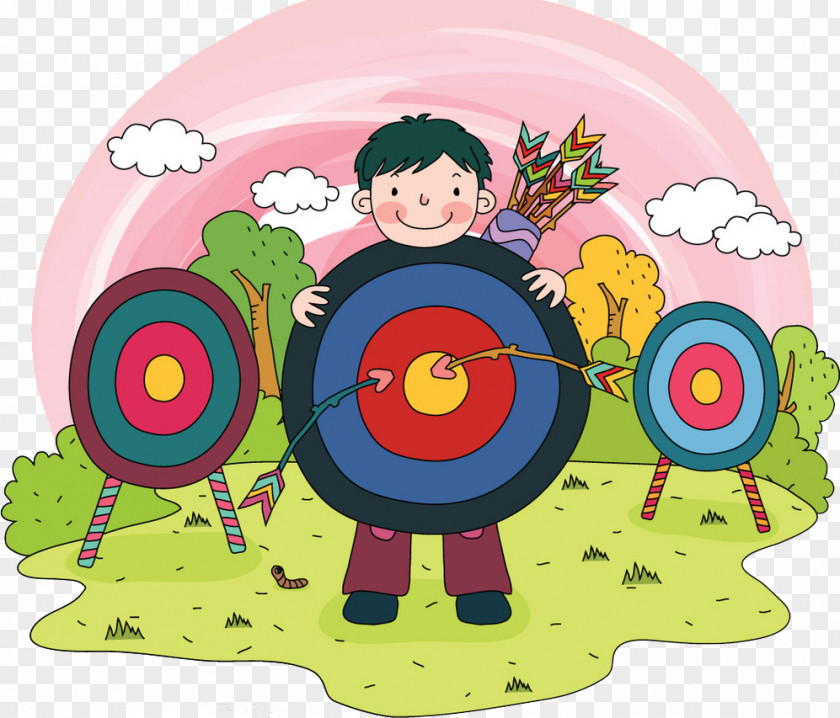 Color Arrow Target Cartoon Child Archery Illustration PNG