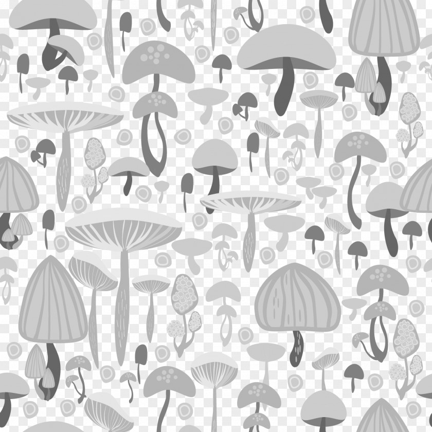 Vector Mushrooms Drawing Black And White Illustration PNG
