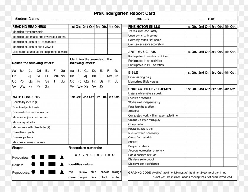 School Report Card Template Pre-school Kindergarten Special Education PNG
