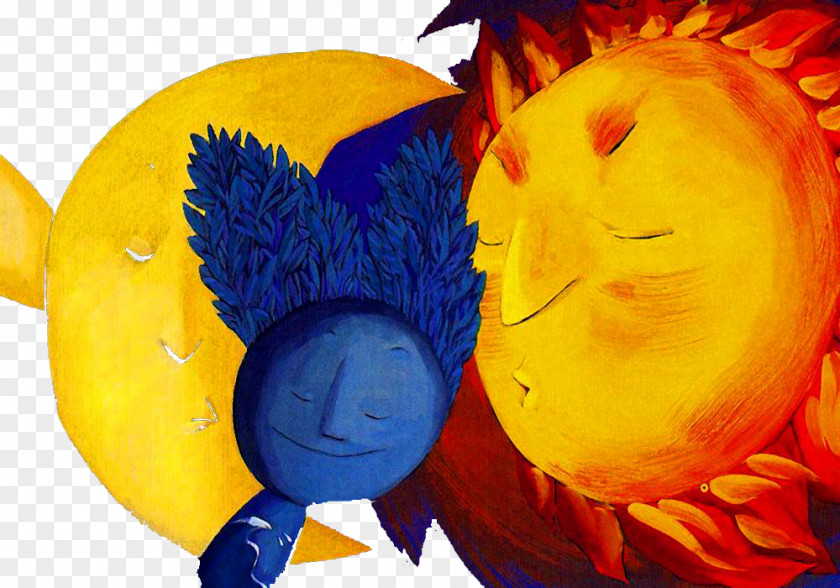 The Sun And Moon Abstract FIG. Art Painting Wallpaper PNG