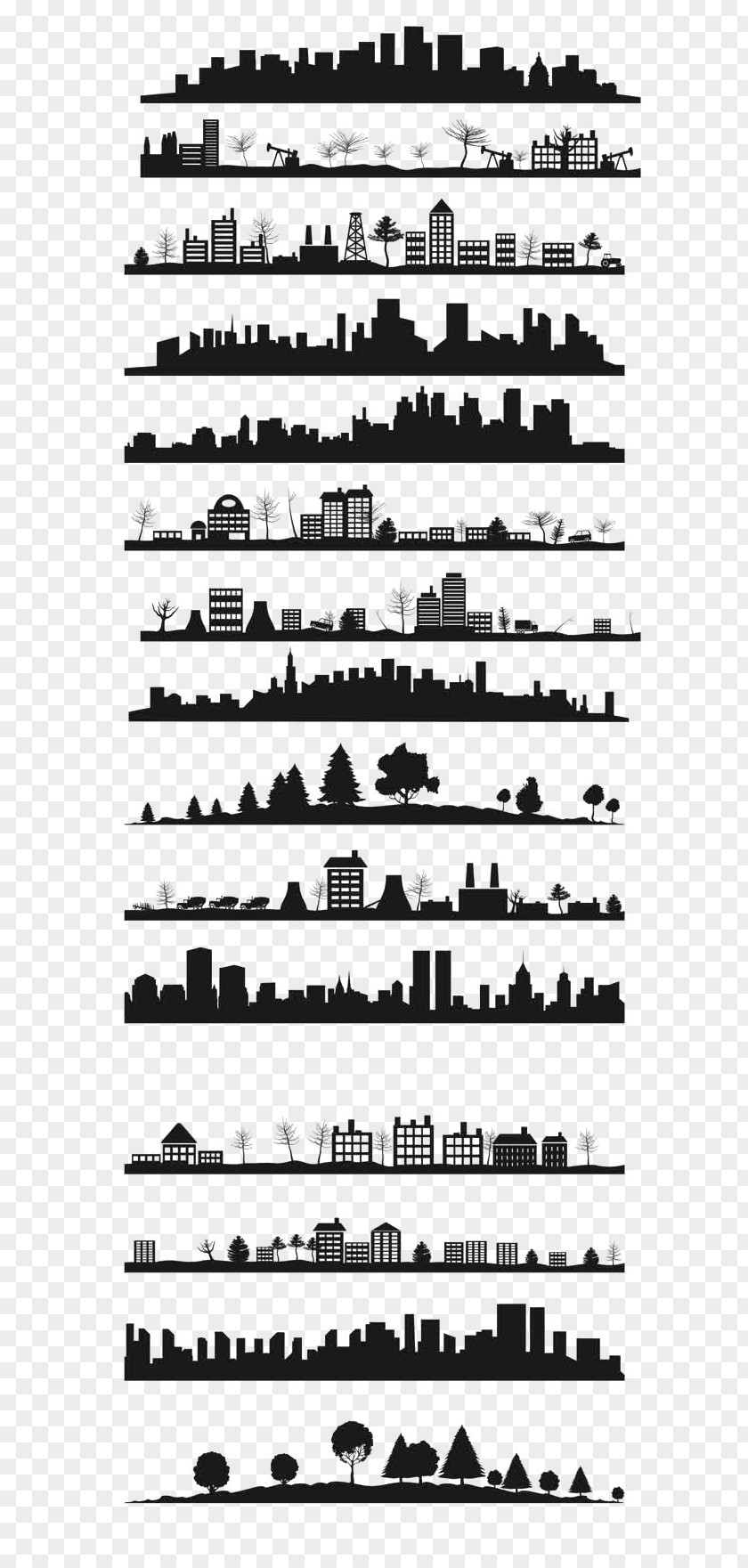 Silhouette City Architecture PNG