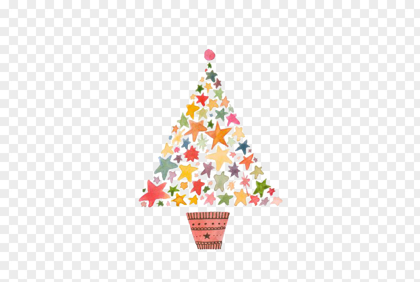 Star Christmas Card Tree Greeting Illustration PNG