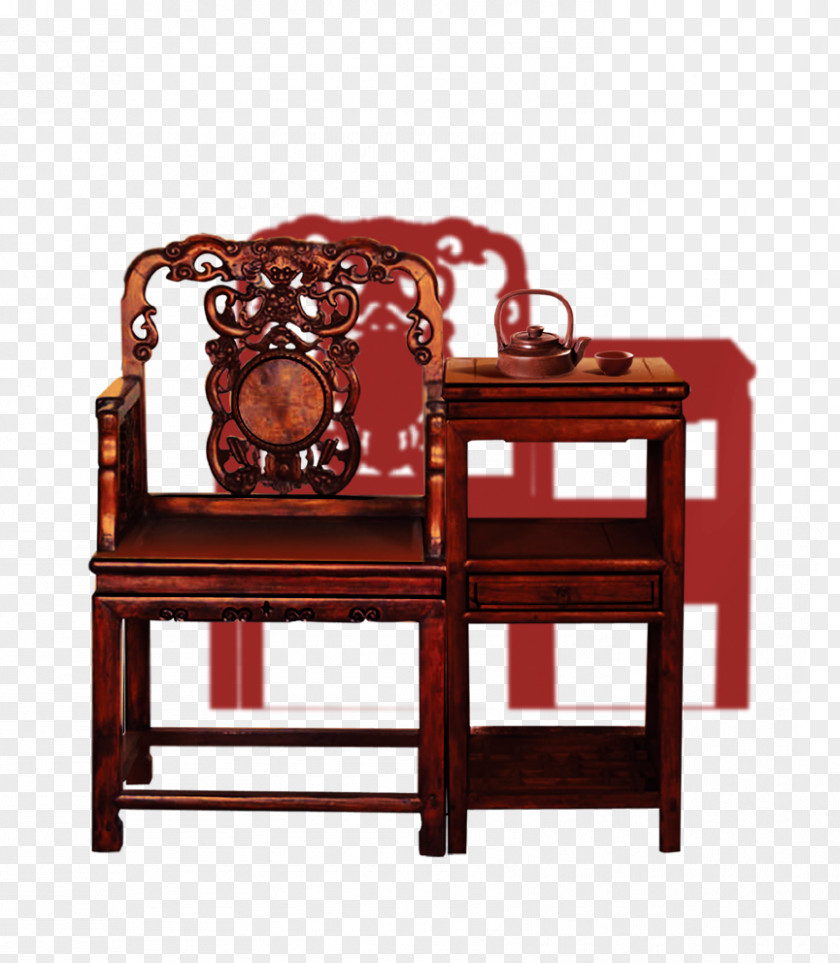 Classical Armchair Table Chair Wood PNG