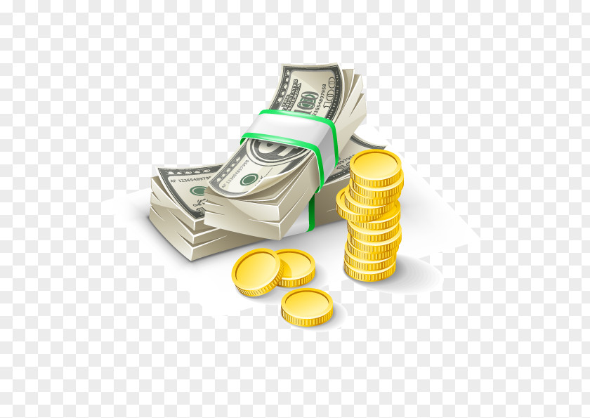 Vector Gold Notes Money Coin Royalty-free Illustration PNG