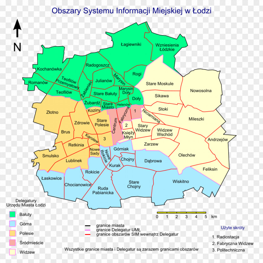 Map Podział Administracyjny Łodzi System Informacji Miejskiej W City District Żubardź PNG