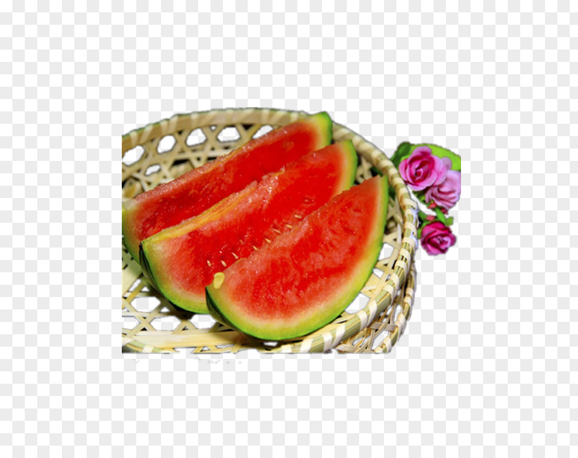 Bamboo Basket Of Fresh Watermelon Download PNG