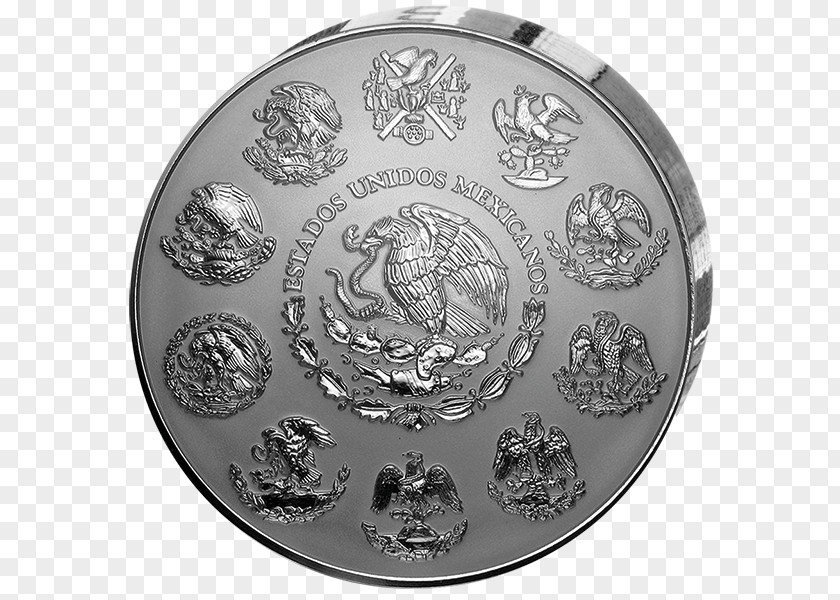 Coin Aztec Calendar Stone Mexico City Silver PNG