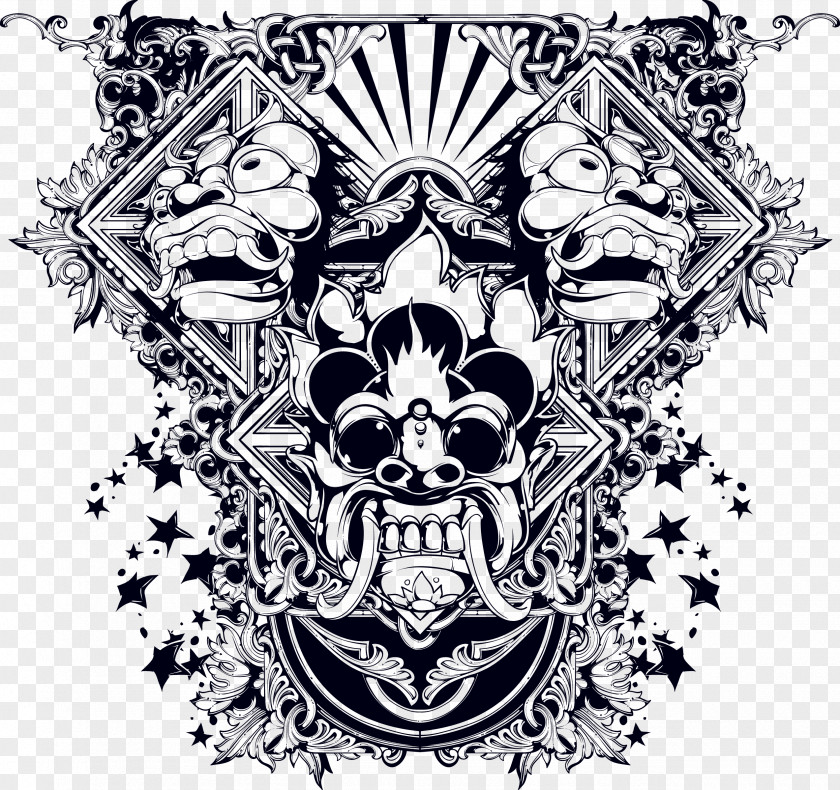 Black Monster Pattern T-shirt Tattoo Demon PNG