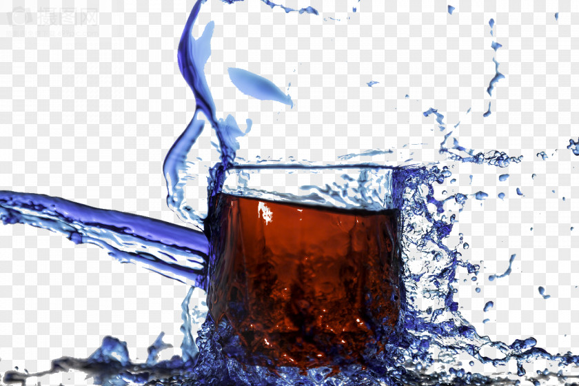 Blue Water Soft Drink Juice Glass PNG