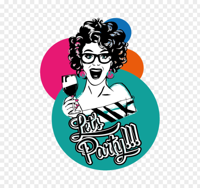 Wine Party Logo Teal Font PNG