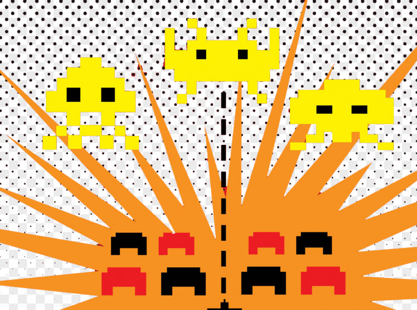 Children's Play Cartoon Creative Explosion Spot Space Invaders Game Illustration PNG