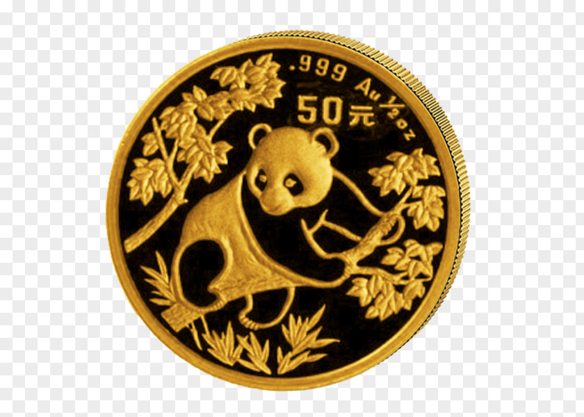 Five Yuan Coupon Giant Panda Chinese Gold China Coin PNG