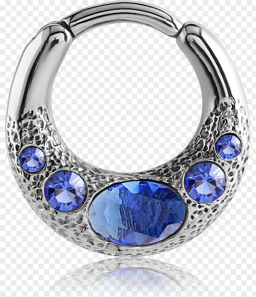 Sapphire Surgical Stainless Steel Septum Piercing Jewellery PNG