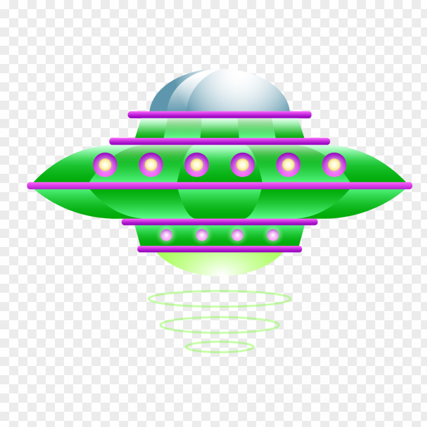 Silver Green Cartoon Spaceship Spacecraft Drawing PNG