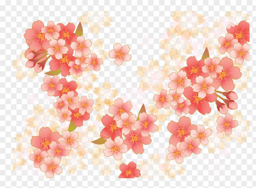 Hand-painted Pink Cherry Blossoms Blossom PNG