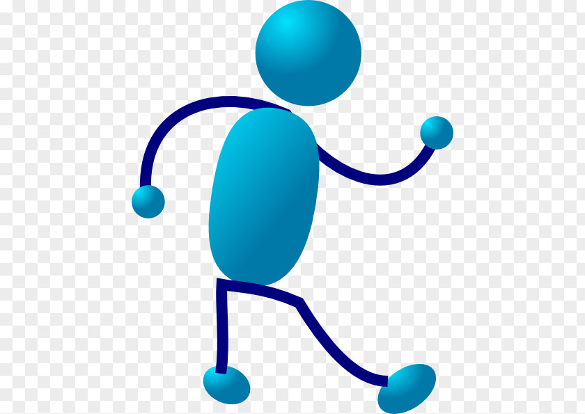 Blue Stick Figure Clip Art Vector Graphics Image Running PNG