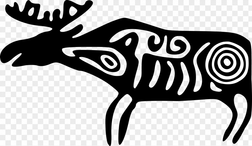 Hand-painted Elk Petroglyph Clip Art PNG