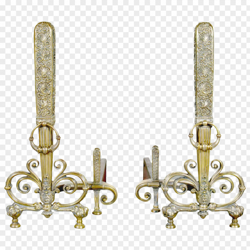 Antique Design Andiron Wrought Iron Fireplace Brass PNG