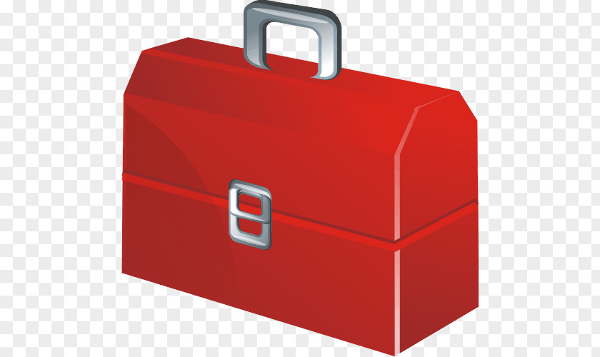 3D Painted Red Box Tool Boxes Clip Art PNG