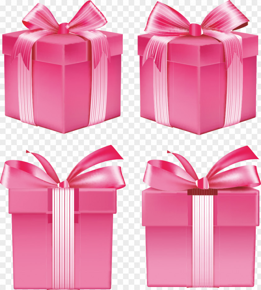 Gift Ribbon Box Pink PNG